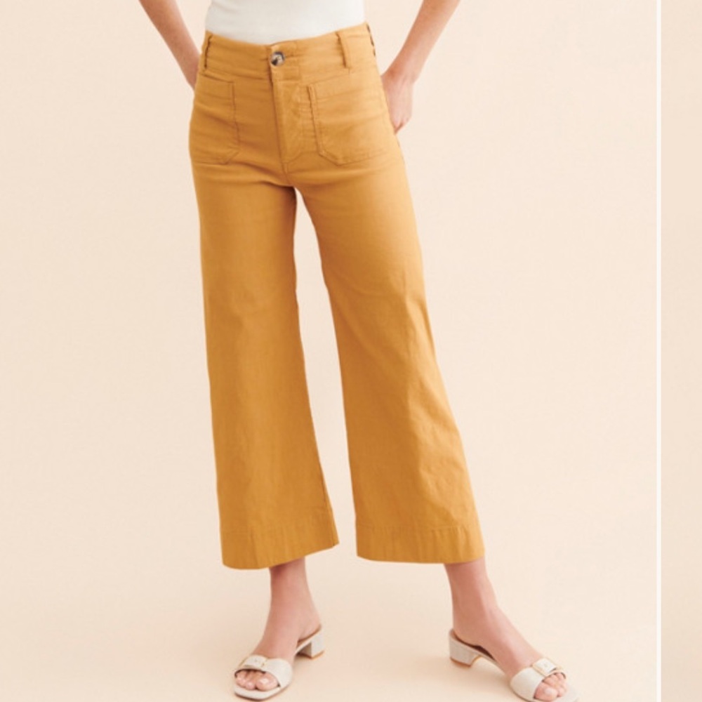 Maeve Colette Cropped Wide-Leg Pants - Honey - 27 Tall